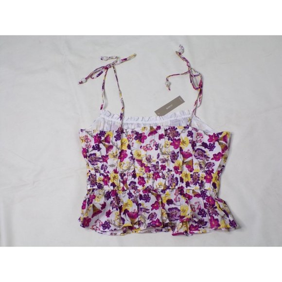 J CREW Sleeveless Ruffle Tie-shoulder Tank Top Floral Medium 8-10 #BI416 NEW - Picture 7 of 7